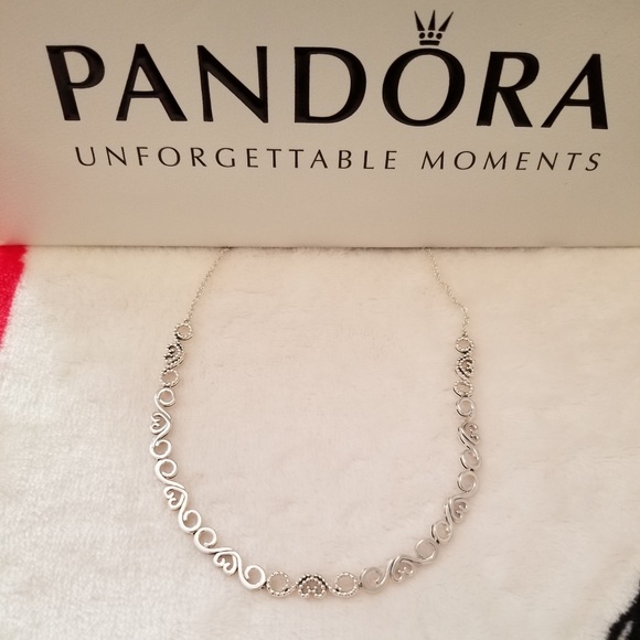 Pandora Zirconia Heart Swirls Choker 